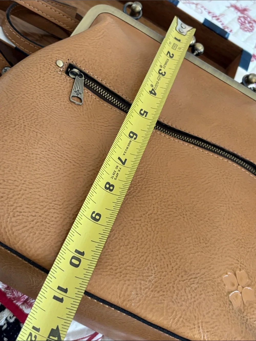 Patricia Nash Novelle Rose Embossed Leather Frame-Top Satchel - Tan
